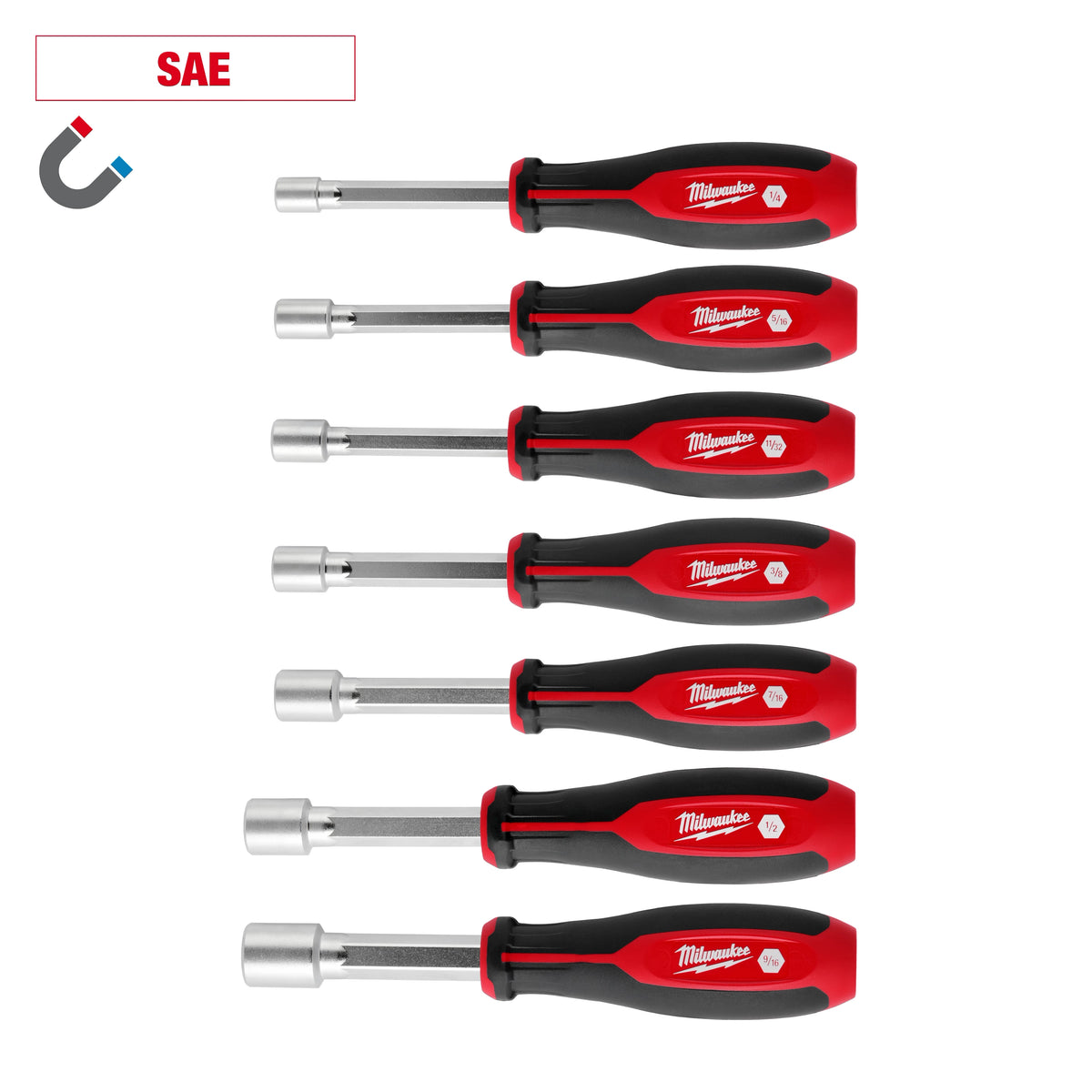Milwaukee 48-22-2547 7pc SAE HollowCore Magnetic Nut Driver Set