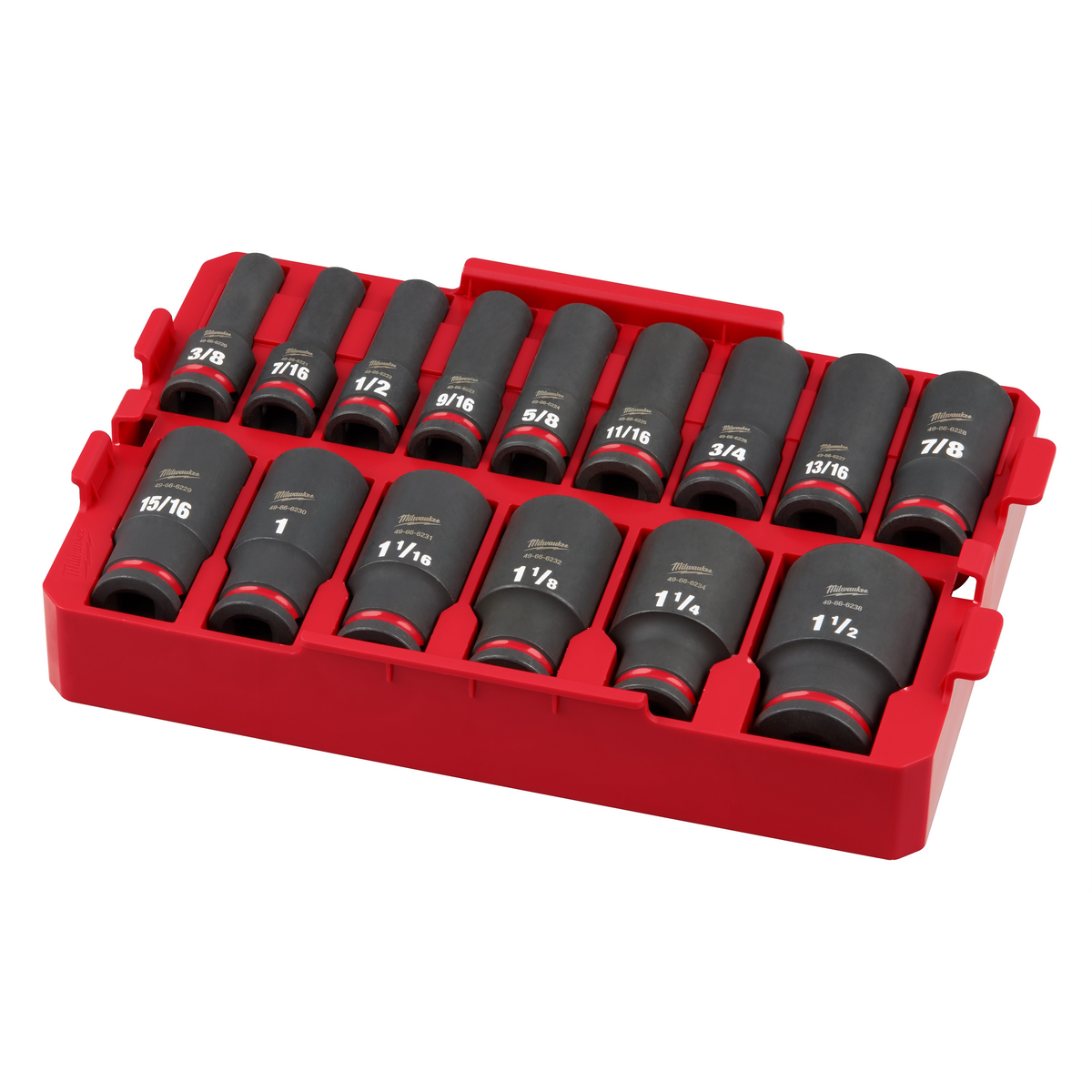 Milwaukee 49-66-6817 15PC SHOCKWAVE Impact Duty Socket 1/2” Drive SAE TRAY Set