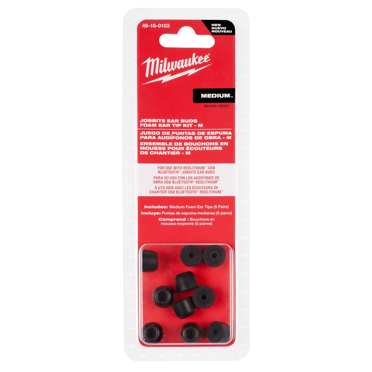 Milwaukee 49-16-0103 Jobsite Earbuds Foam Ear Tip Kit - M
