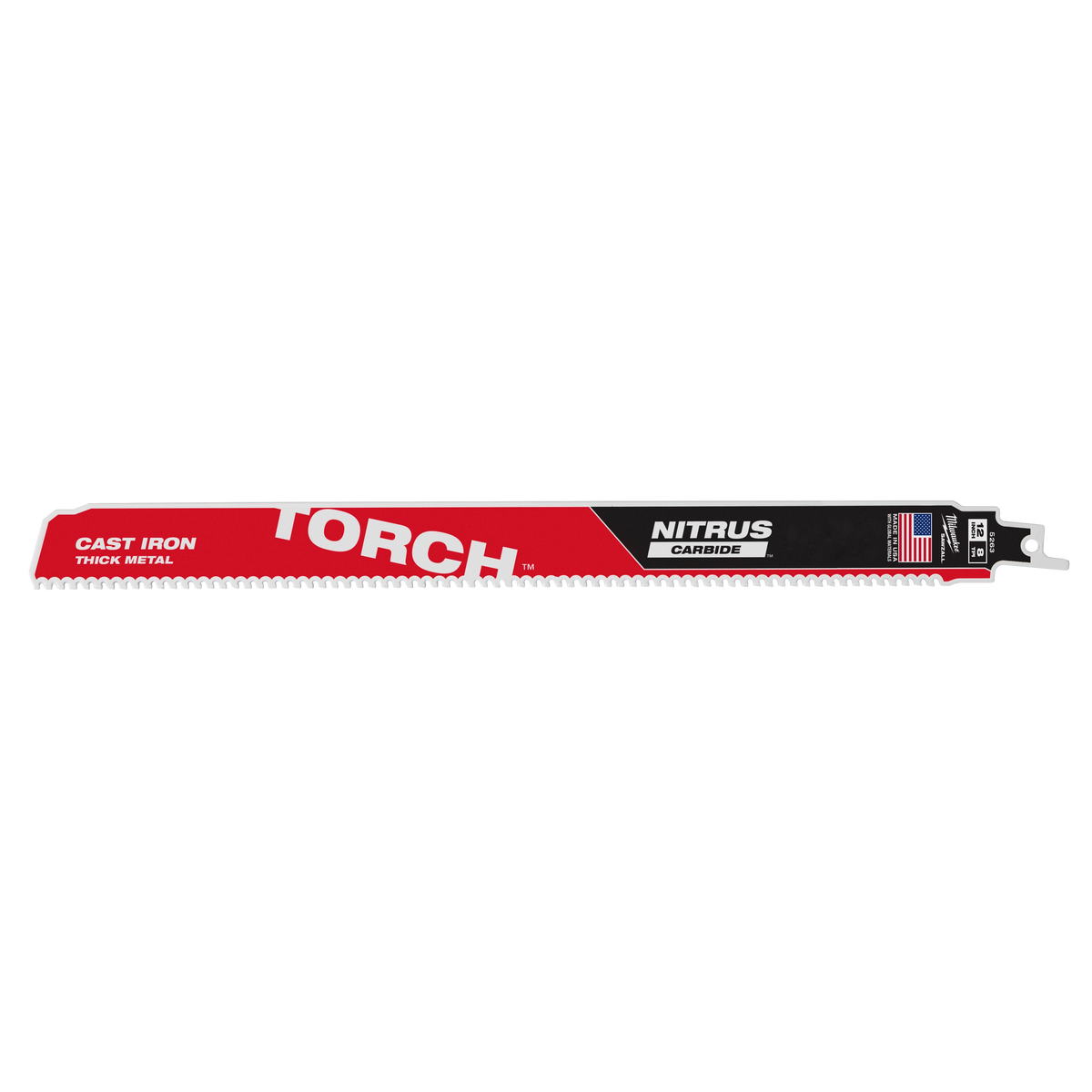 Milwaukee 48-00-5263 12" 8 TPI TORCH with NITRUS Carbide SAWZALL Blade for Cast Iron (Pack of 5)