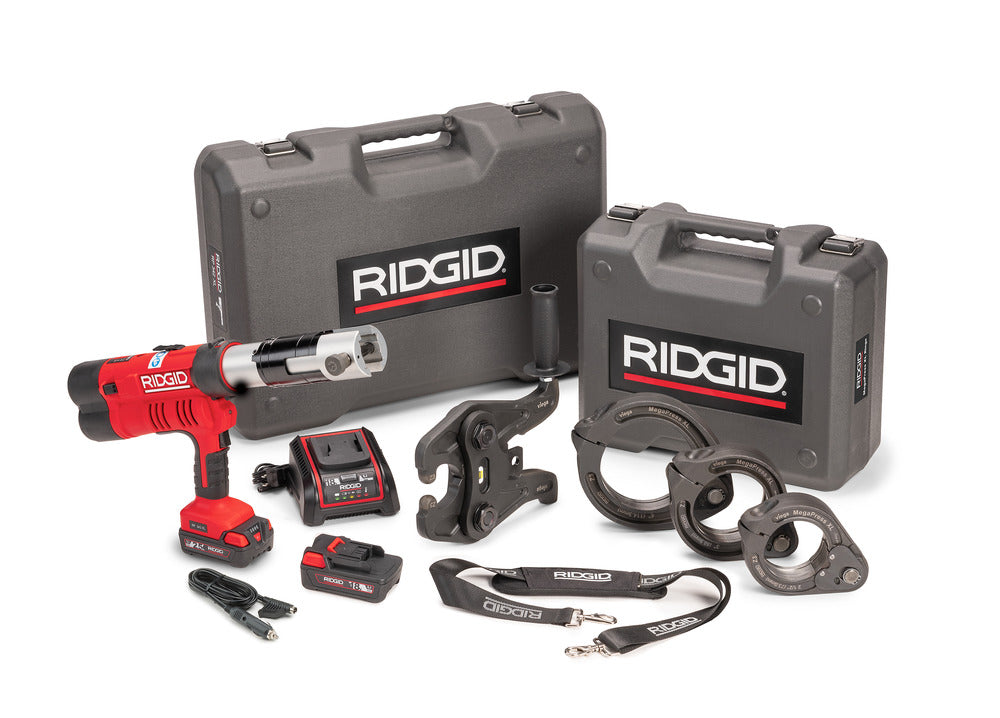 RIDGID 65478 RP 342-XL Press Tool Kit with MegaPress XL Rings and Viega Z3 Actuator (2-1/2" - 4"), 18V