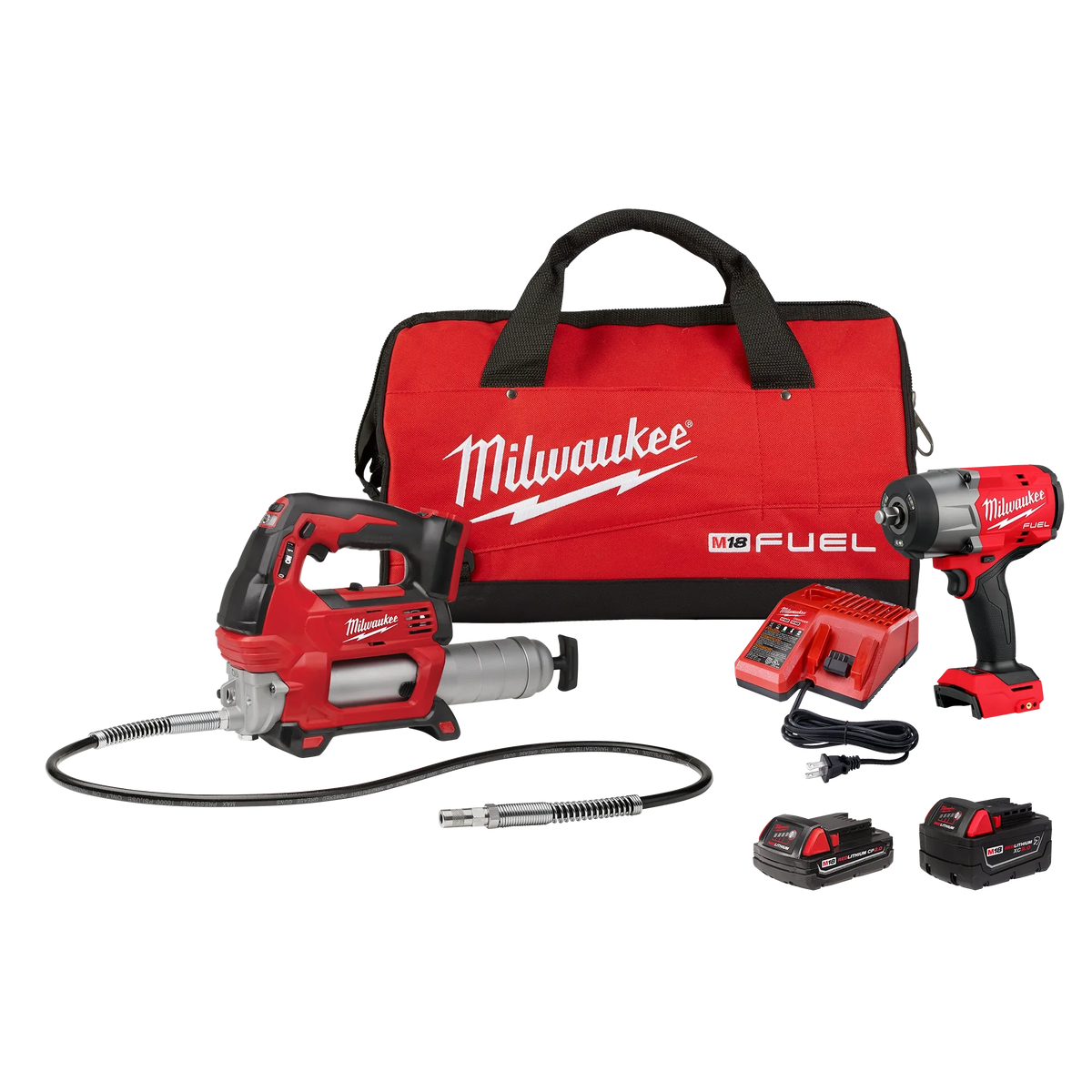 Milwaukee 2967-22GG M18 FUEL 1/2" HTIW w/ Friction Ring & Grease Gun Combo Kit