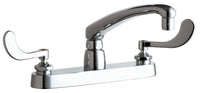 Chicago Faucets 1100-317ABCP Lead-Free Deck-mounted manual faucet with 8" centers, Brass, NPSM