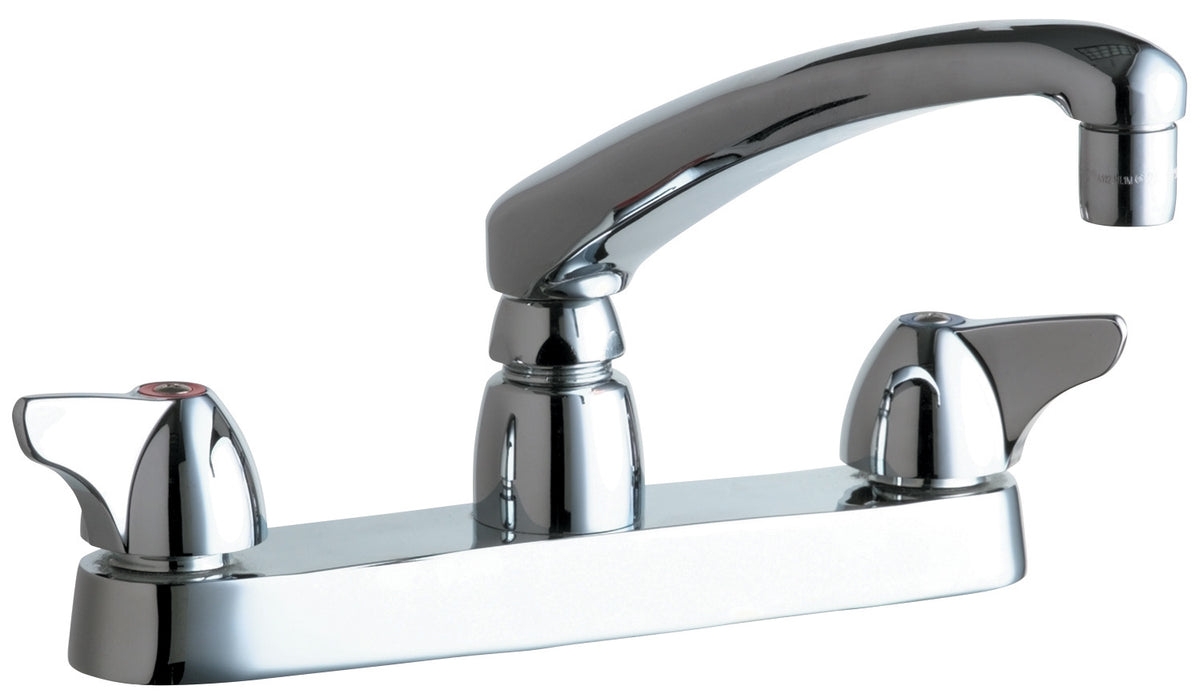 Chicago Faucets 1100-ABCP Lead-Free Deck-mounted manual faucet with 8" centers, Brass, NPSM