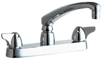 Chicago Faucets 1100-ABCP Lead-Free Deck-mounted manual faucet with 8" centers, Brass, NPSM