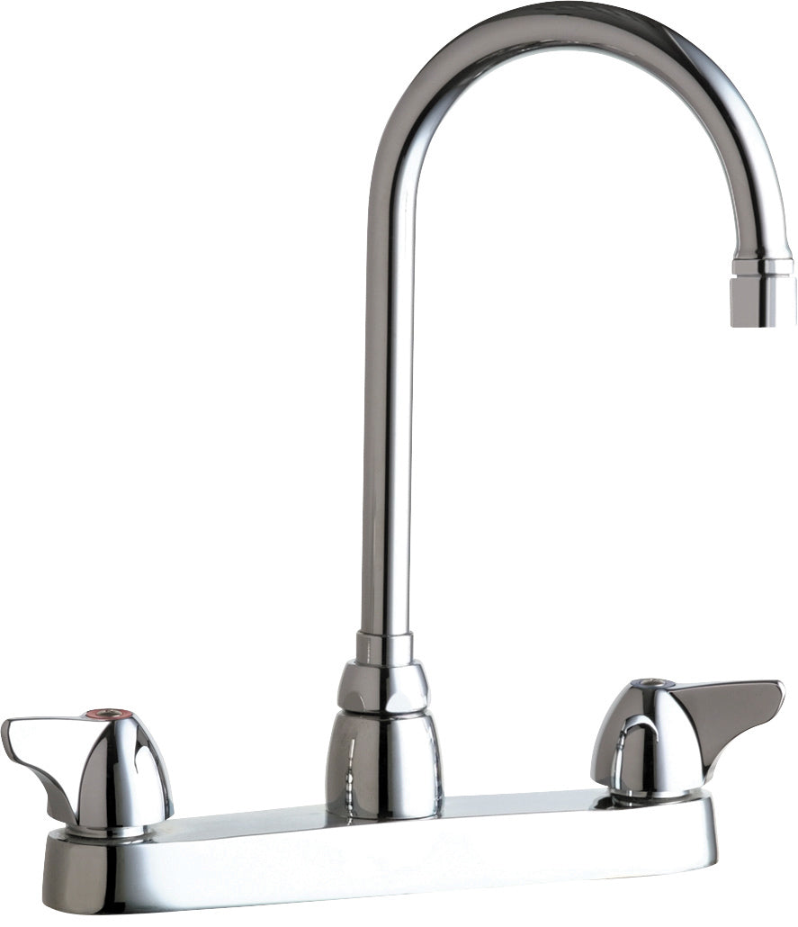 Chicago Faucets 1100-GN2AE35XKABCP Lead-Free Deck-mounted manual faucet with 8" centers