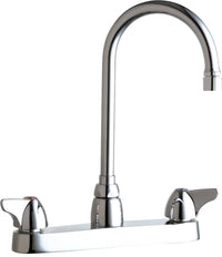 Chicago Faucets 1100-GN2AE3VXKAB Lead-Free Deck-mounted manual faucet with 8" centers