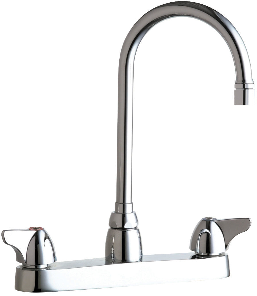 Chicago Faucets 1100-GN2AE3XKABCP Lead-Free Deck-mounted manual faucet with 8" centers