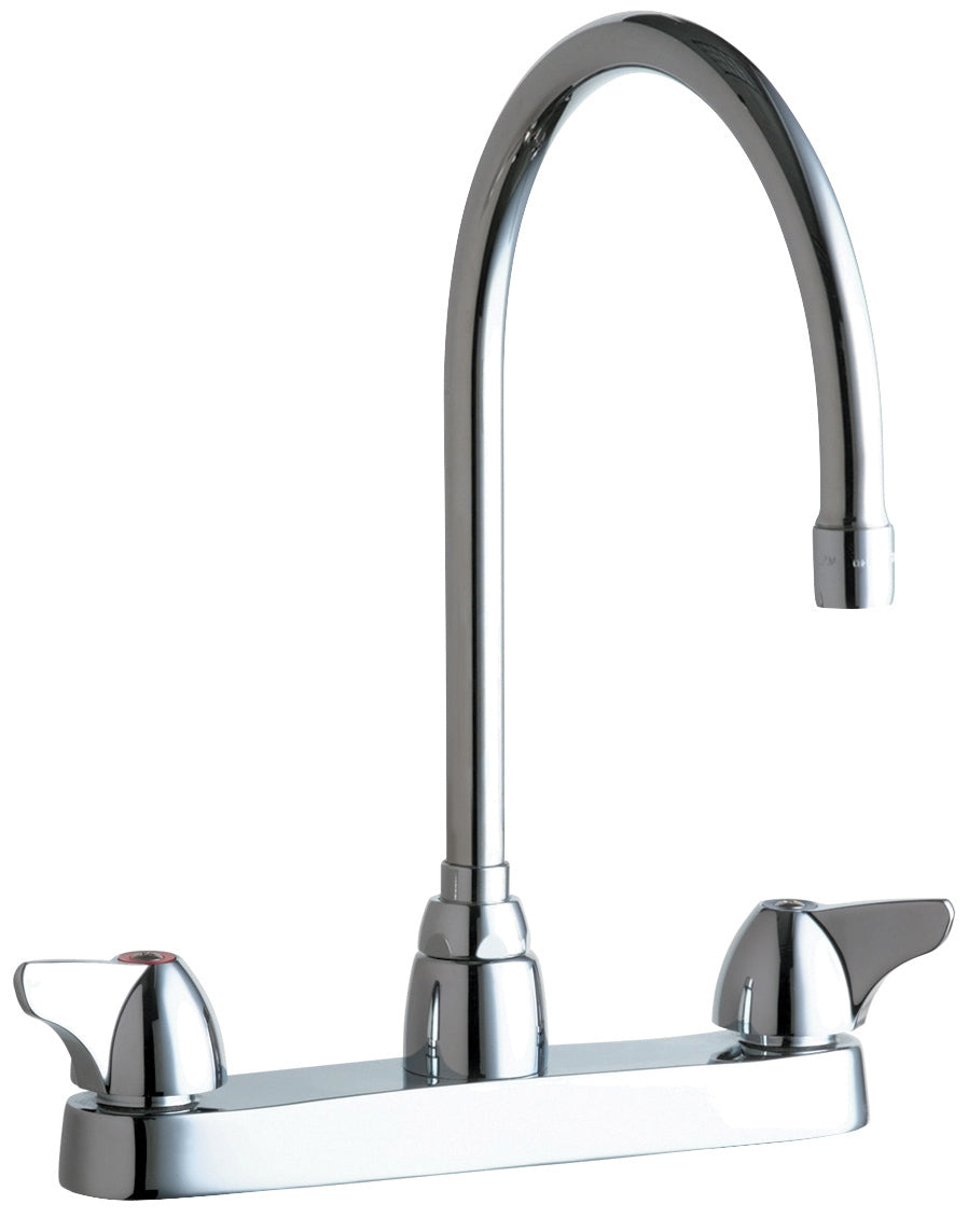 Chicago Faucets 1100-GN8AE35ABCP Lead-Free Deck-mounted manual faucet with 8" centers