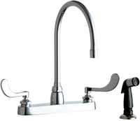 Chicago Faucets 1102-GN8AE35-317AB Lead-Free Deck-mounted manual faucet, 8" centers, with side spray