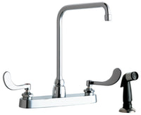Chicago Faucets 1102-HA8-317ABCP Lead-Free Deck-mounted manual faucet, 8" centers, with side spray