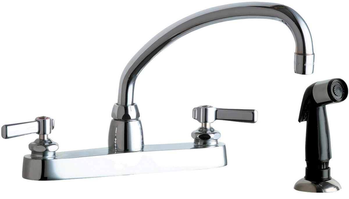 Chicago Faucets 1102-L9-369ABCP Lead-Free Deck-mounted manual faucet, 8" centers, with side spray