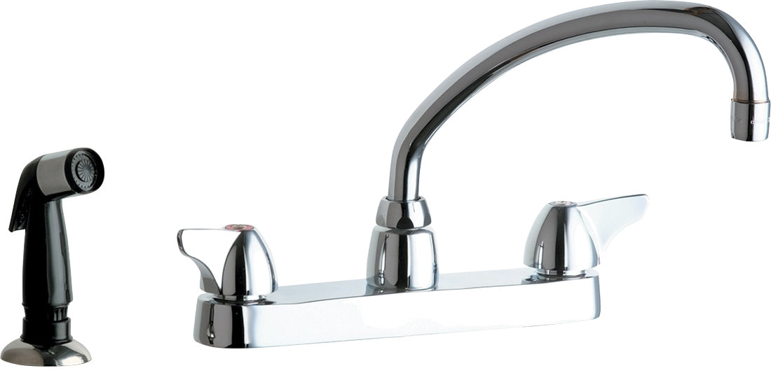 Chicago Faucets 1102-L9ABCP Lead-Free Deck-mounted manual faucet, 8" centers, with side spray