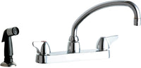 Chicago Faucets 1102-L9ABCP Lead-Free Deck-mounted manual faucet, 8" centers, with side spray