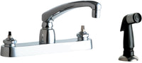 Chicago Faucets 1102-LEHAB Lead-Free Deck-mounted manual faucet, 8" centers, with side spray