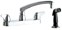 Chicago Faucets 1102-XKABCP Lead-Free Deck-mounted manual faucet, 8" centers, with side spray
