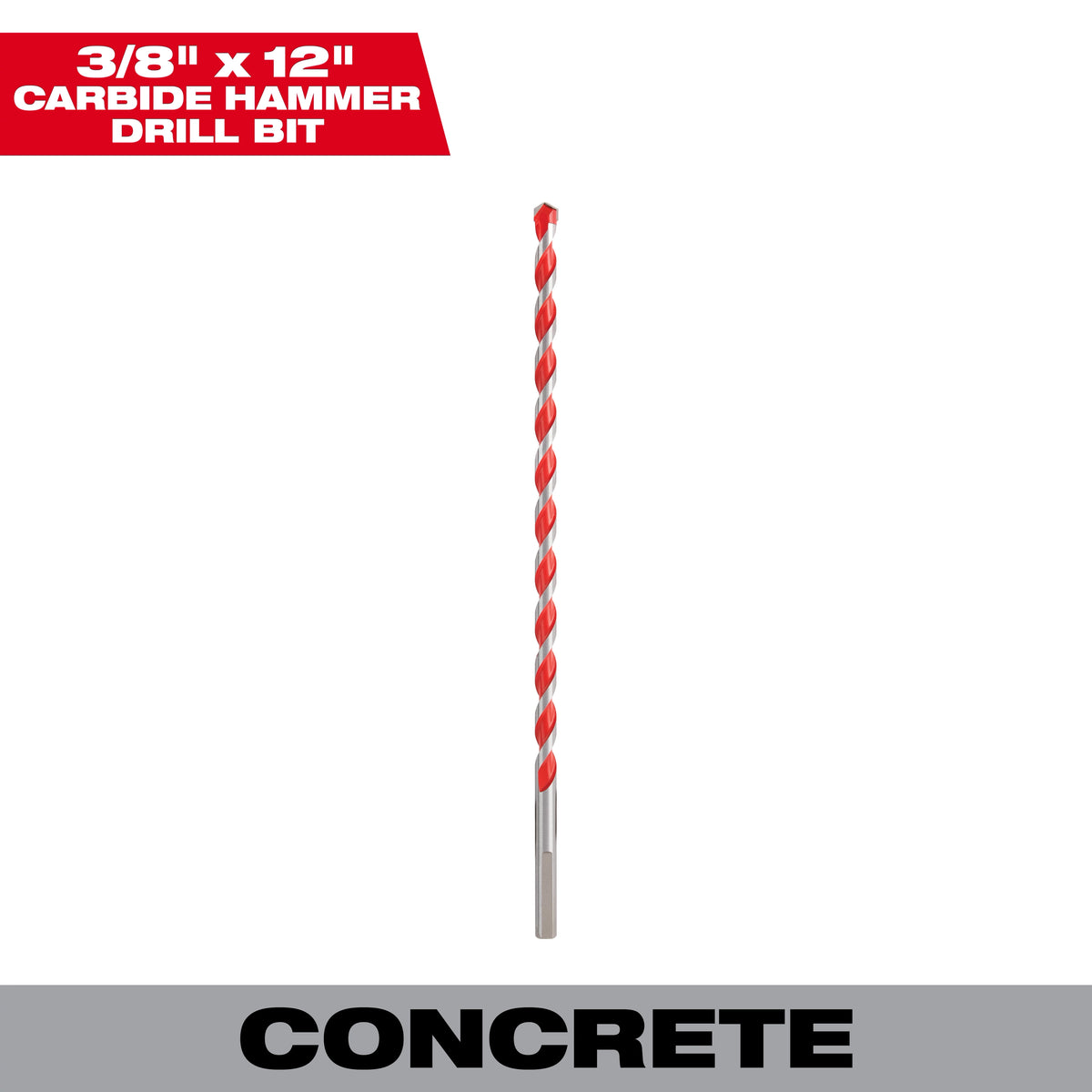 Milwaukee 48-20-9022 3/8" x 10" x 12" SHOCKWAVE Impact Duty Carbide Hammer Drill Bit with POWER TIP (Pack of 3)