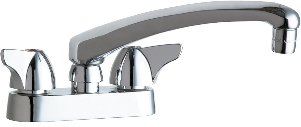 Chicago Faucets 1895-L8E35ABCP Lead-Free Deck-mounted manual faucet with 4" centers