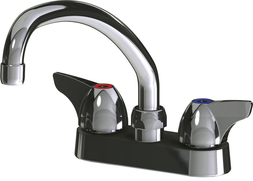 Chicago Faucets 1895-L9E35ABCP Lead-Free Deck-mounted manual faucet with 4" centers