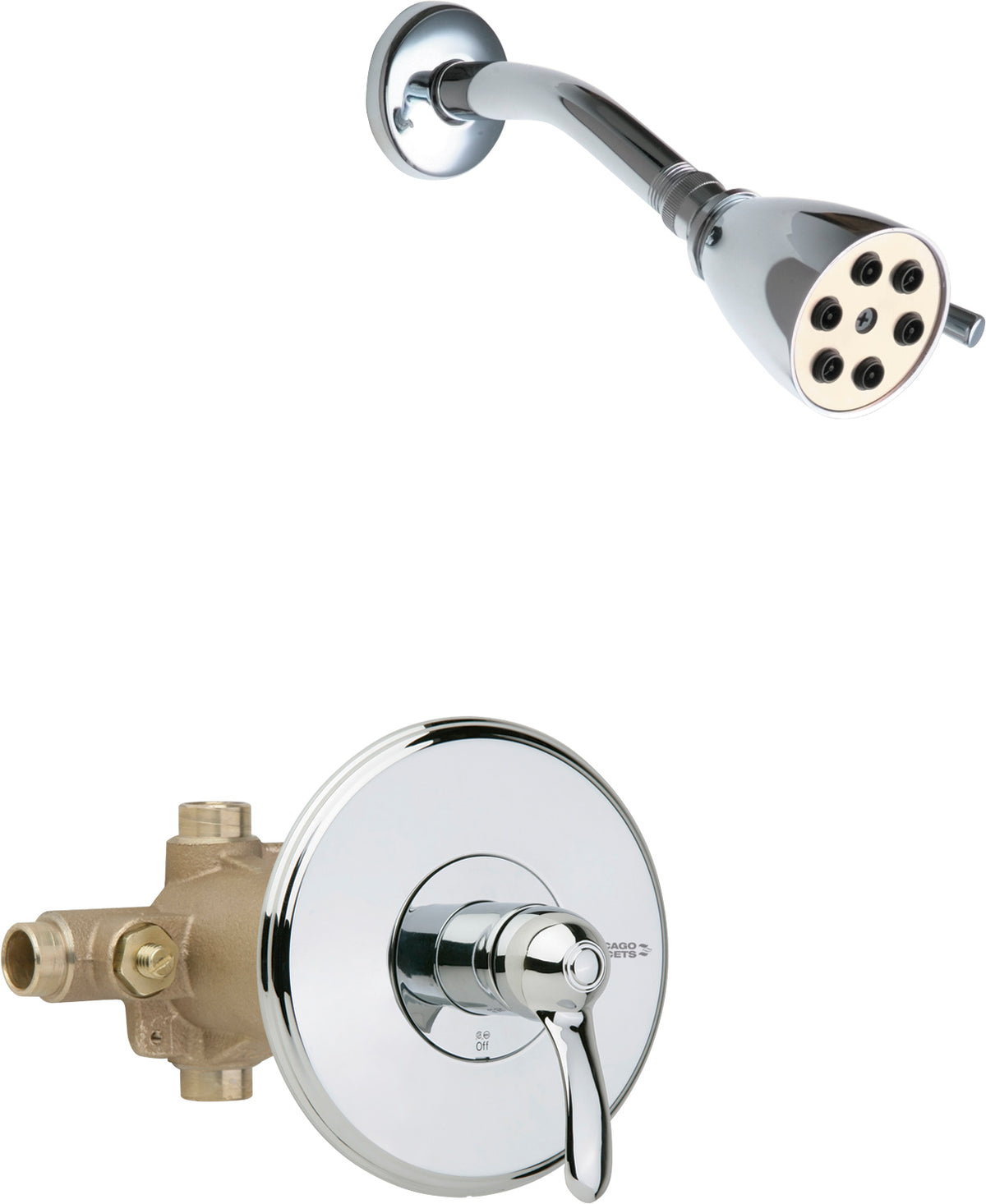 Chicago Faucets 1907-600CP 1/2" Thermostatic/pressure balancing tub and shower fitting with shower head and diverter tub spout options