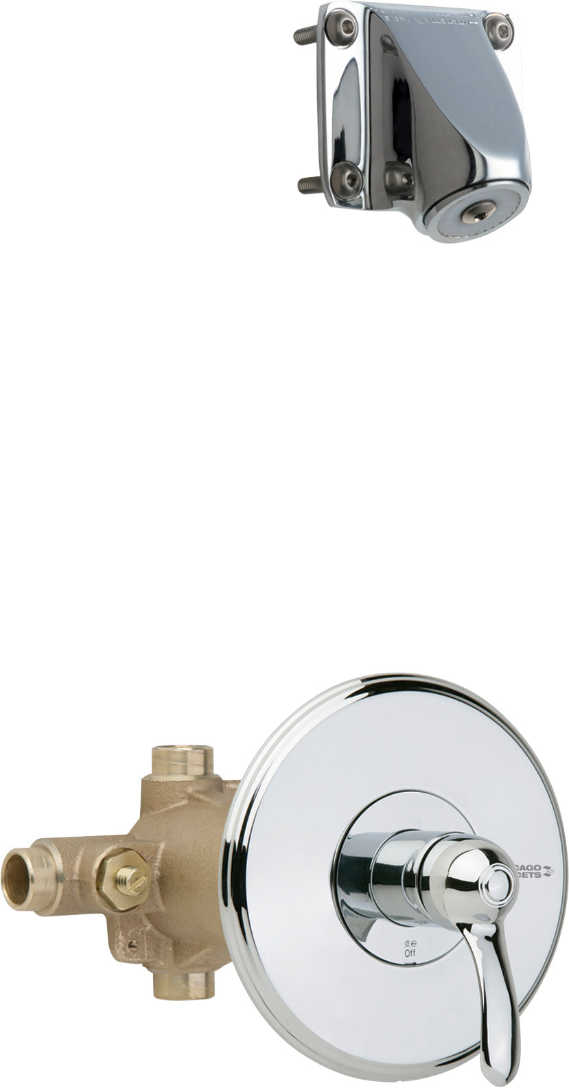 Chicago Faucets 1907-621CP 1/2" Thermostatic/pressure balancing tub and shower fitting with shower head and diverter tub spout options