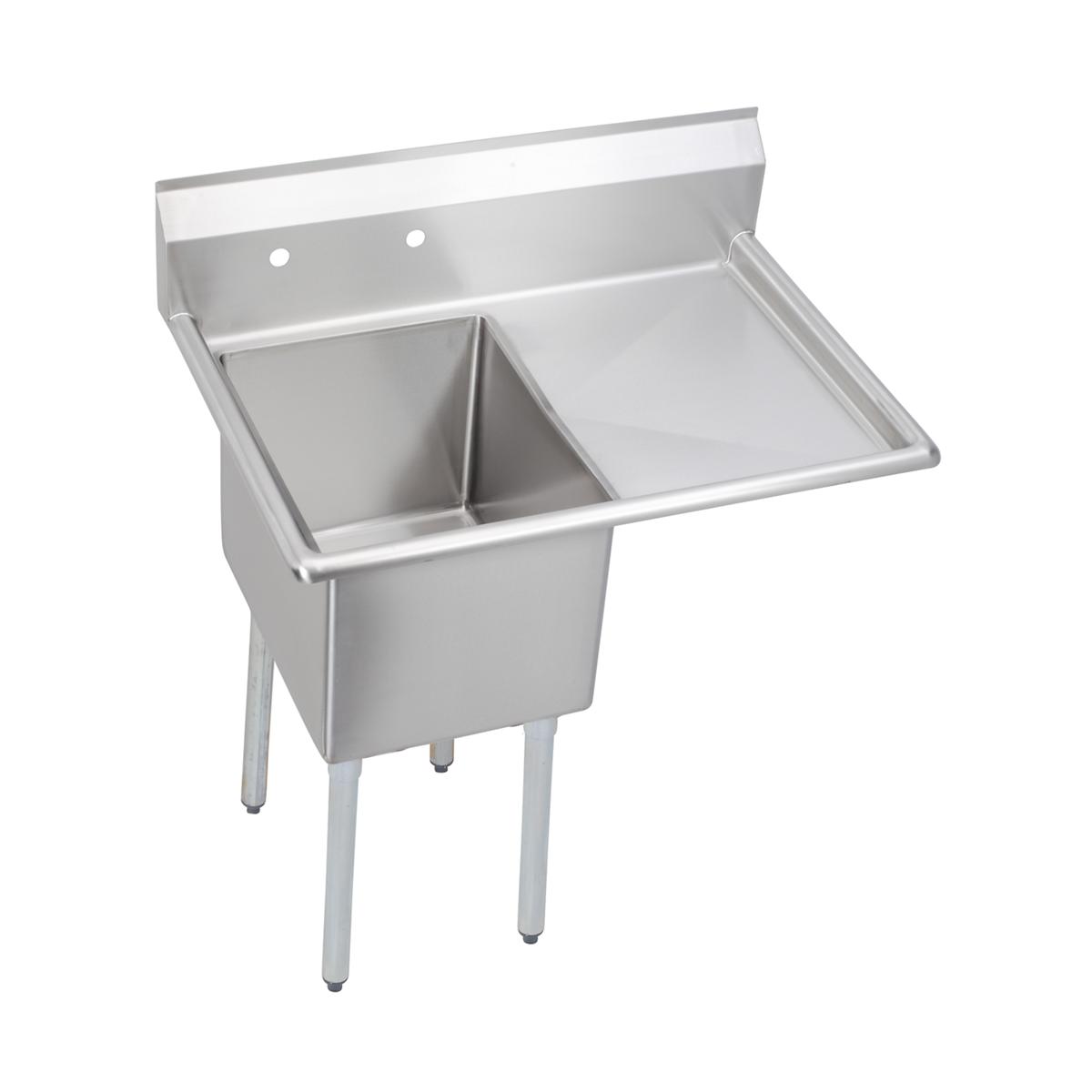 Elkay Stainless Steel 44-1/2" x 29-13/16" x 44-3/4" 16 Gauge One Compartment Sink w/ 24" Right Drainboard and Stainless Steel Legs 1C18X24-R-24X
