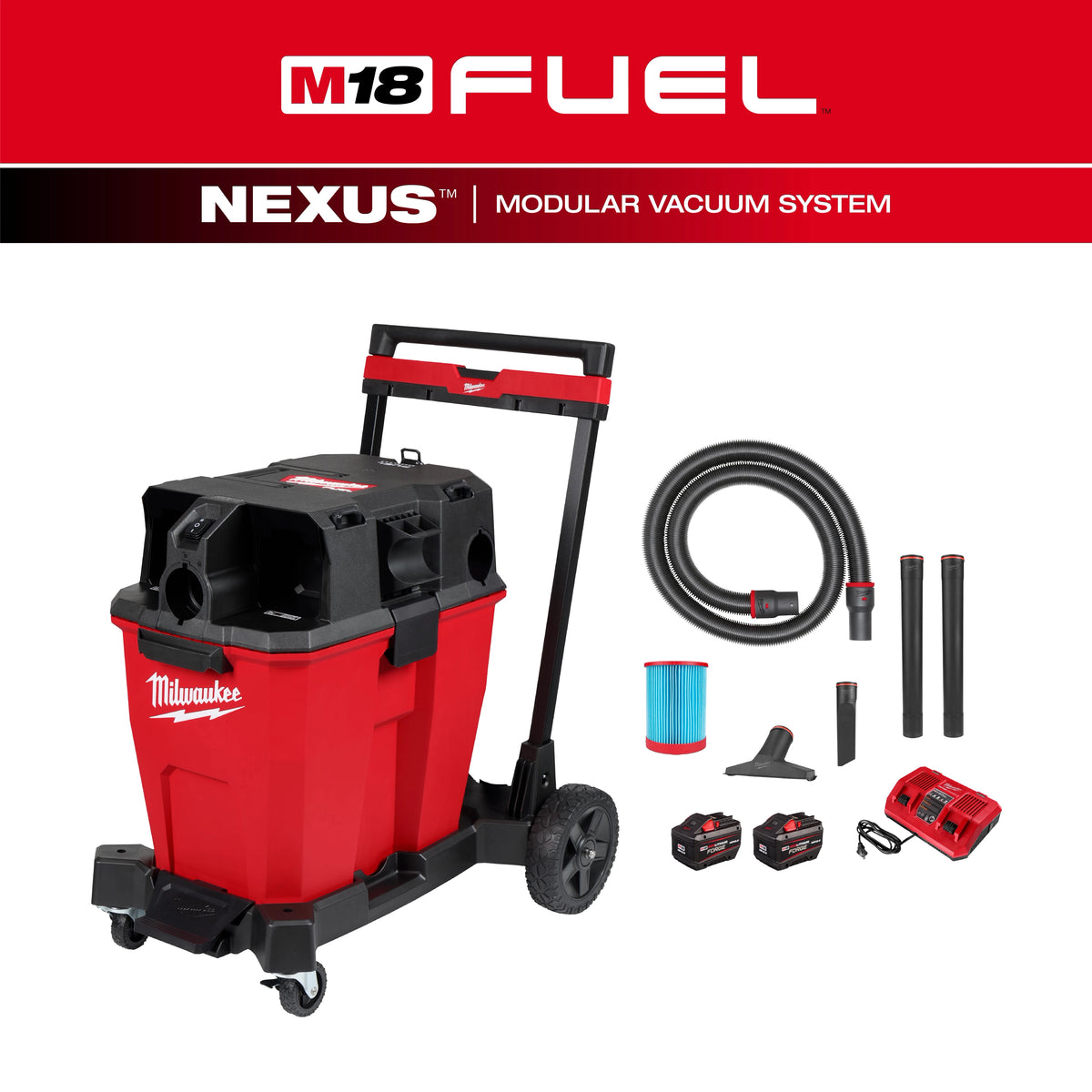 Milwaukee 0930-22HD M18 FUEL NEXUS 12 Gallon Dual Battery Wet/Dry Vacuum Kit