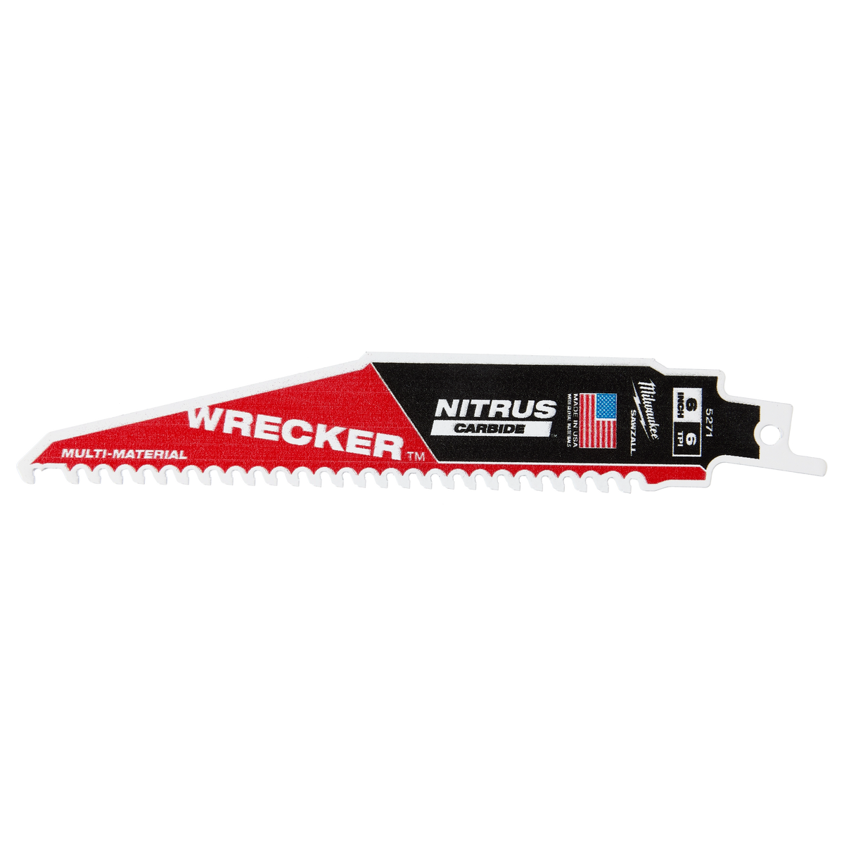 Milwaukee 48-00-5271 6” WRECKER with NITRUS Carbide SAWZALL Blade for Multi-Material (Pack of 5)