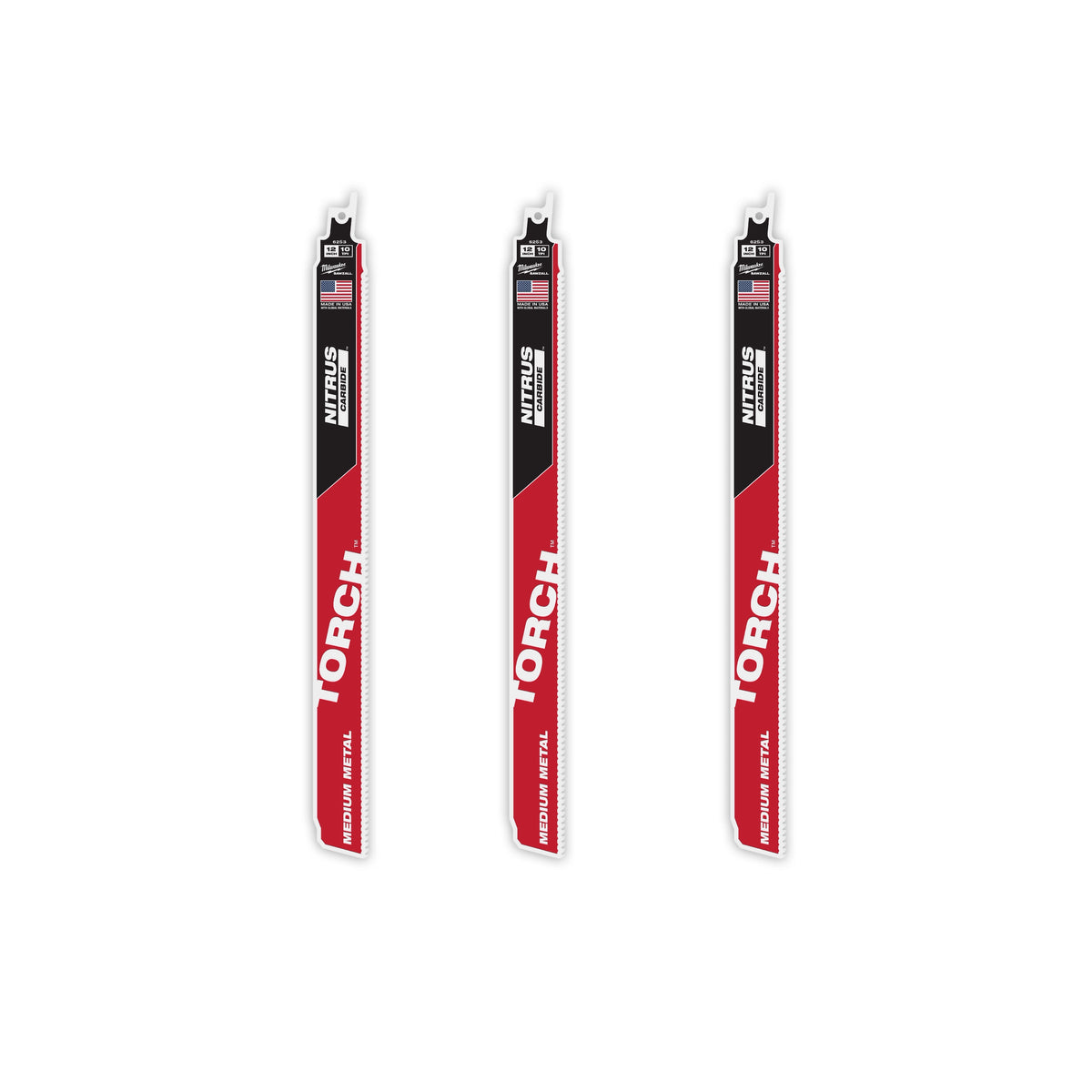 Milwaukee 48-00-6353 12" 10 TPI TORCH with NITRUS Carbide Teeth SAWZALL Blade for Conduit and Strut (3 PK)