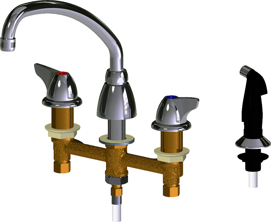 Chicago Faucets 200-AE35-1000ABCP Lead-Free Deck-mounted manual faucet with 8" centers