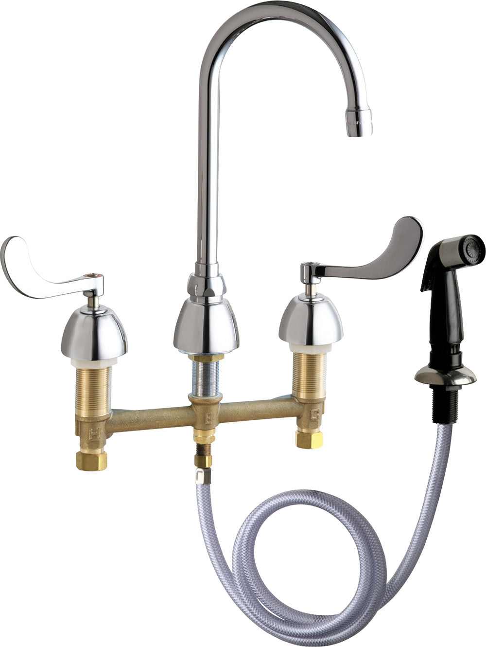Chicago Faucets 200-AGN2AE35-317AB Lead-Free Deck-mounted manual faucet with 8" centers