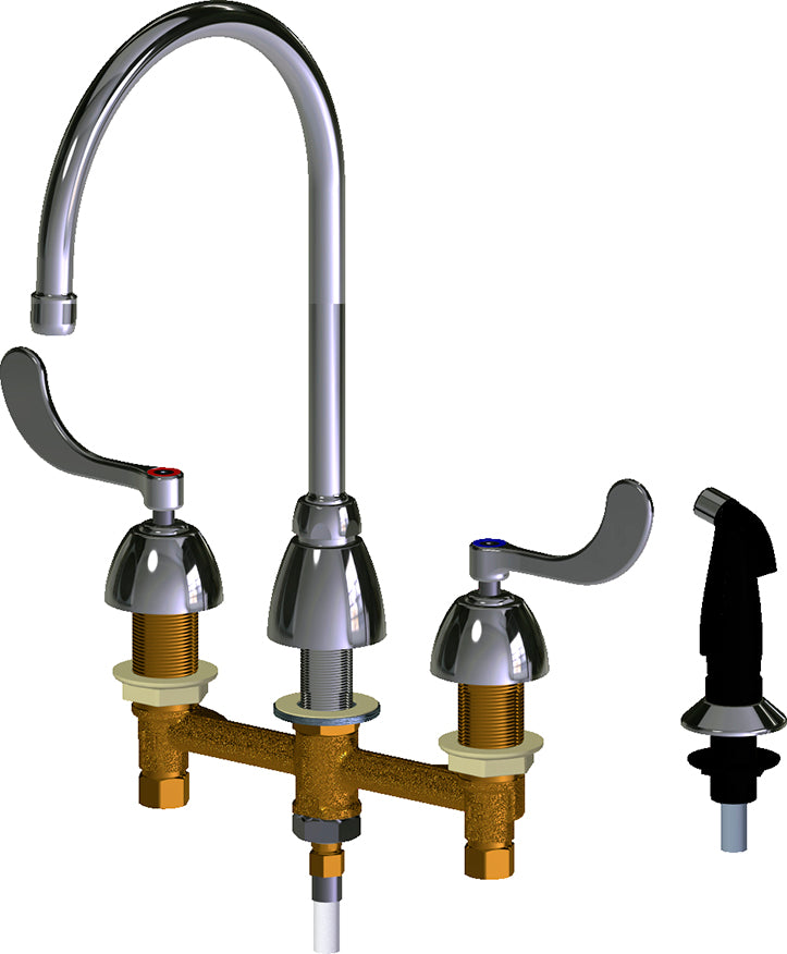 Chicago Faucets 200-AGN8AE3-317AB Lead-Free Deck-mounted manual faucet with 8" centers
