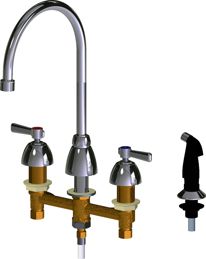 Chicago Faucets 200-AGN8AE3VPCABCP Lead-Free Deck-mounted manual faucet with 8" centers