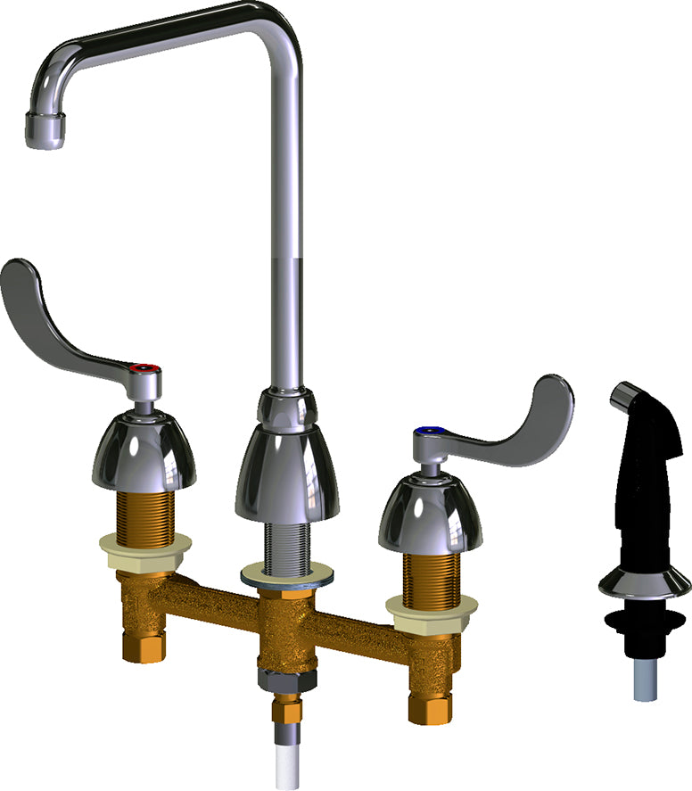 Chicago Faucets 200-AHA8E35-317AB Lead-Free Deck-mounted manual faucet with 8" centers