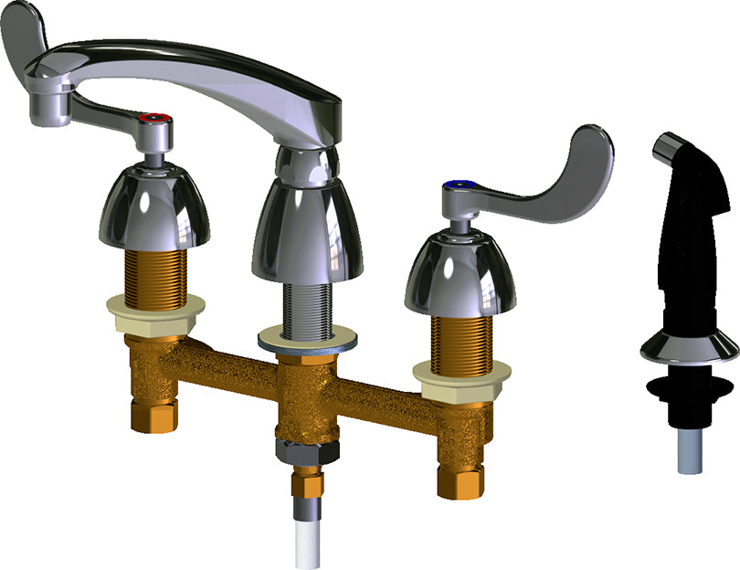 Chicago Faucets 200-AL8-317ABCP Lead-Free Deck-mounted manual faucet with 8" centers
