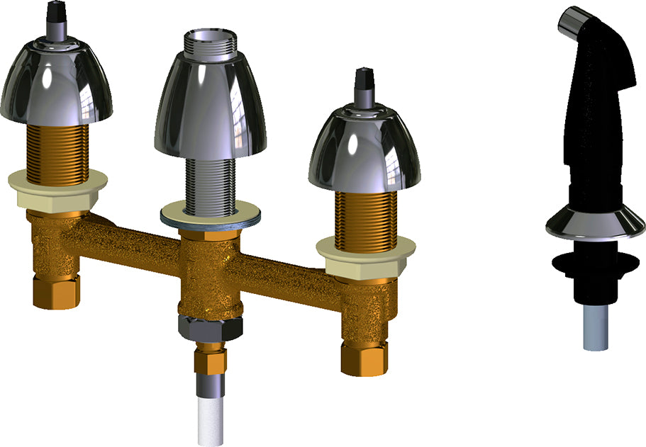 Chicago Faucets 200-ALESHAB Lead-Free Deck-mounted manual faucet with 8" centers, Brass, NPSM