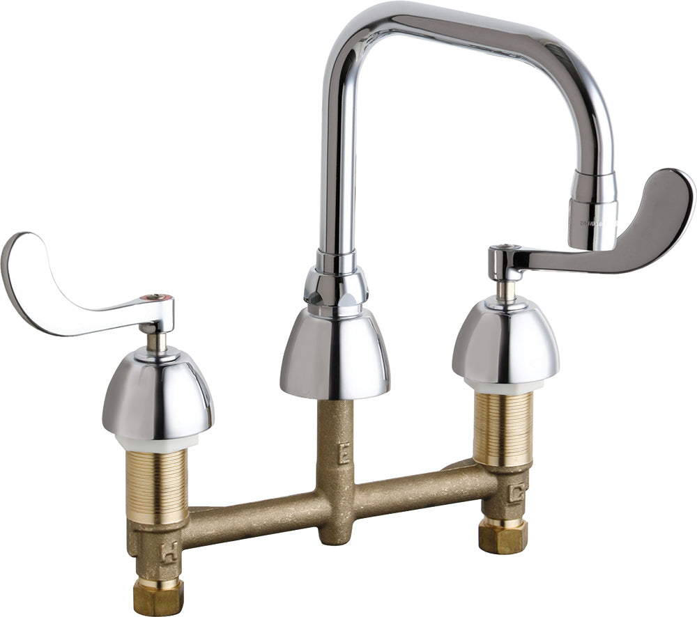 Chicago Faucets 201-ADB6AE3-317AB Lead-Free Deck-mounted manual faucet with 8" centers