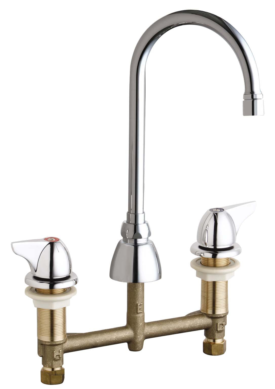 Chicago Faucets 201-AGN2AE3V1000AB Lead-Free Deck-mounted manual faucet with 8" centers