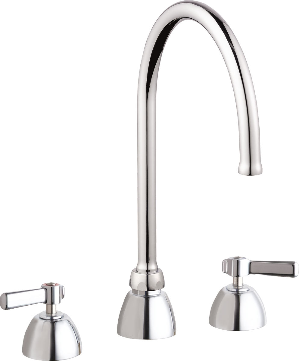 Chicago Faucets 201-AGN8FCABCP Lead-Free Deck-mounted manual faucet with 8" centers