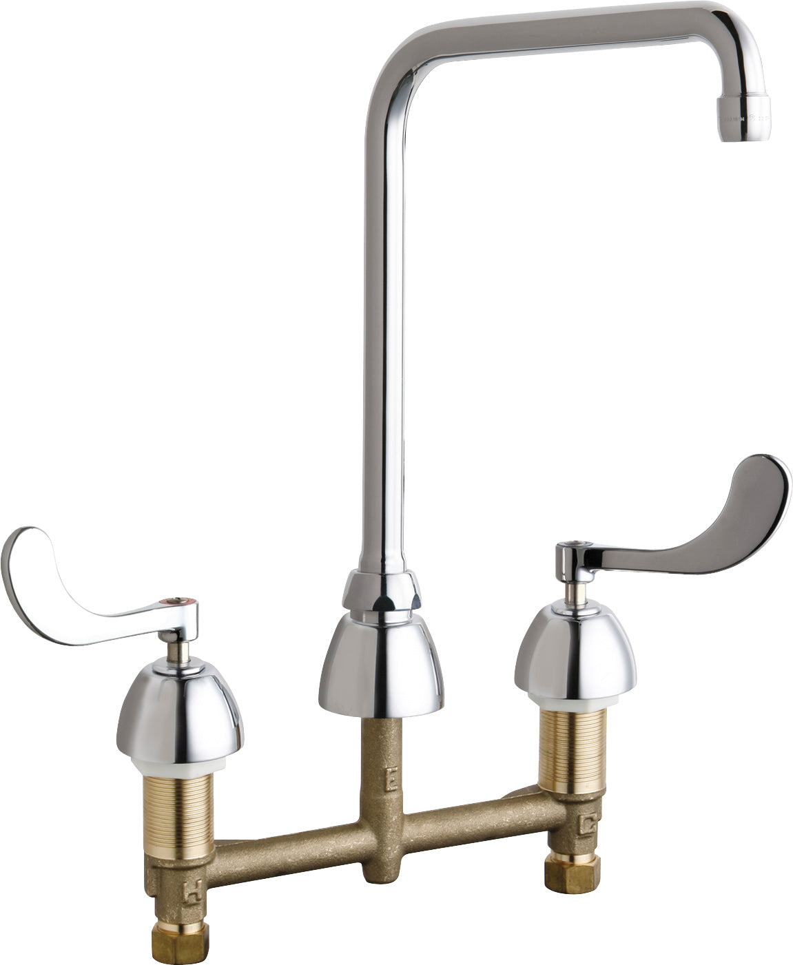 Chicago Faucets 201-AHA8-317ABCP Lead-Free Deck-mounted manual faucet with 8" centers