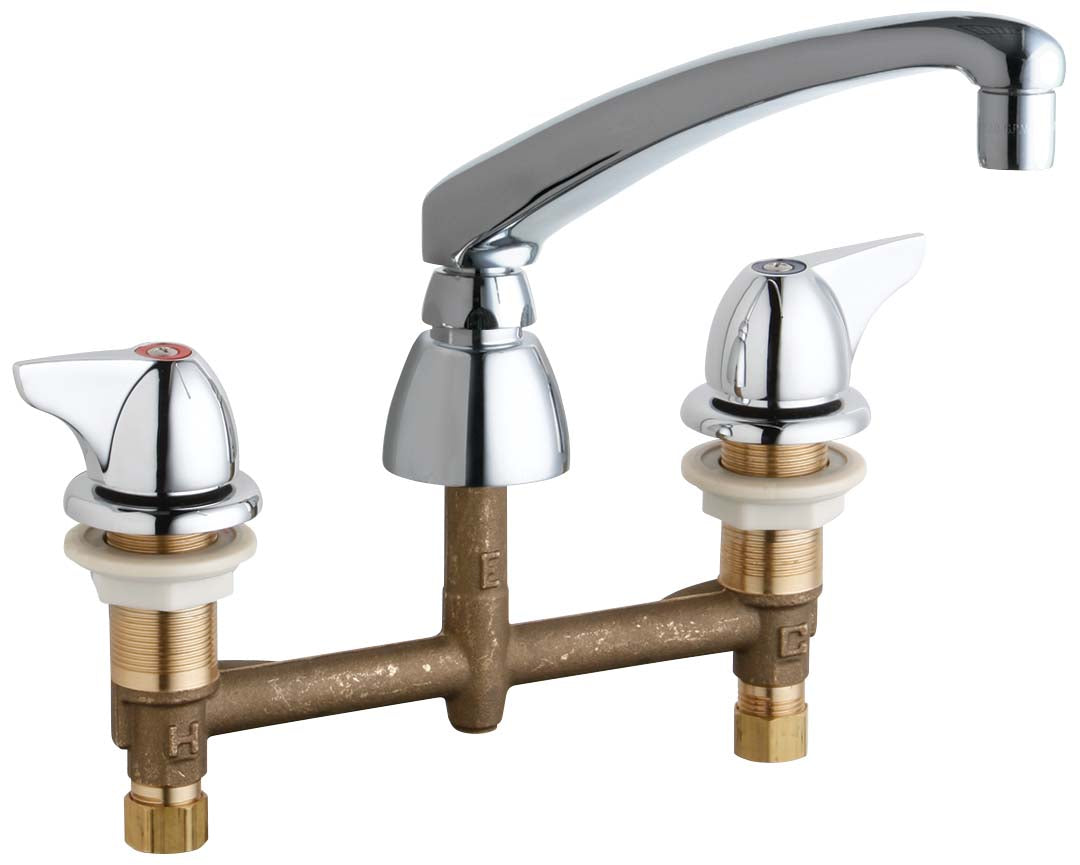 Chicago Faucets 201-AL8E35-1000AB Lead-Free Deck-mounted manual faucet with 8" centers