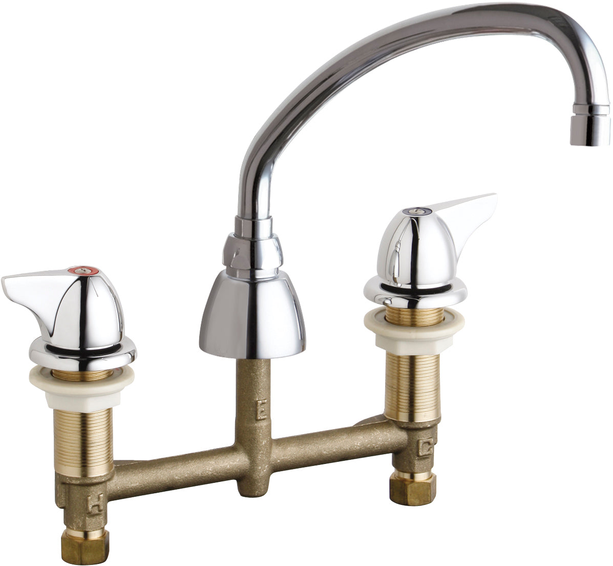 Chicago Faucets 201-AVPC1000ABCP Lead-Free Deck-mounted manual faucet with 8" centers