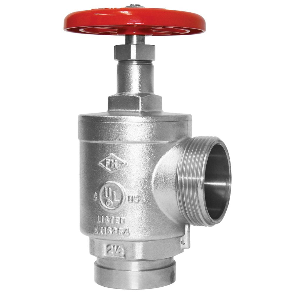 Zurn 212-F100GST 2-1/2" Fire Hose Valve - Grooved Inlet, Brass, Grooved
