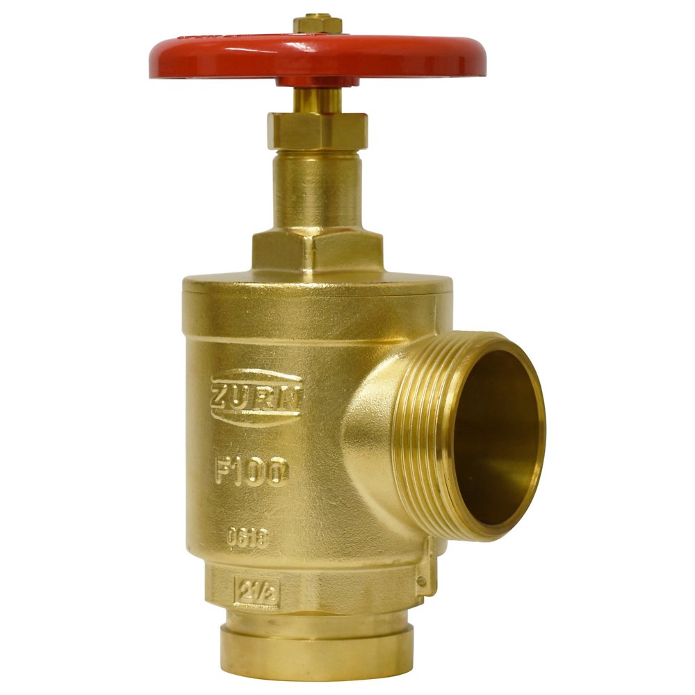 Zurn 212-F100G 2-1/2" Fire Hose Valve - Grooved Inlet, Brass, Grooved