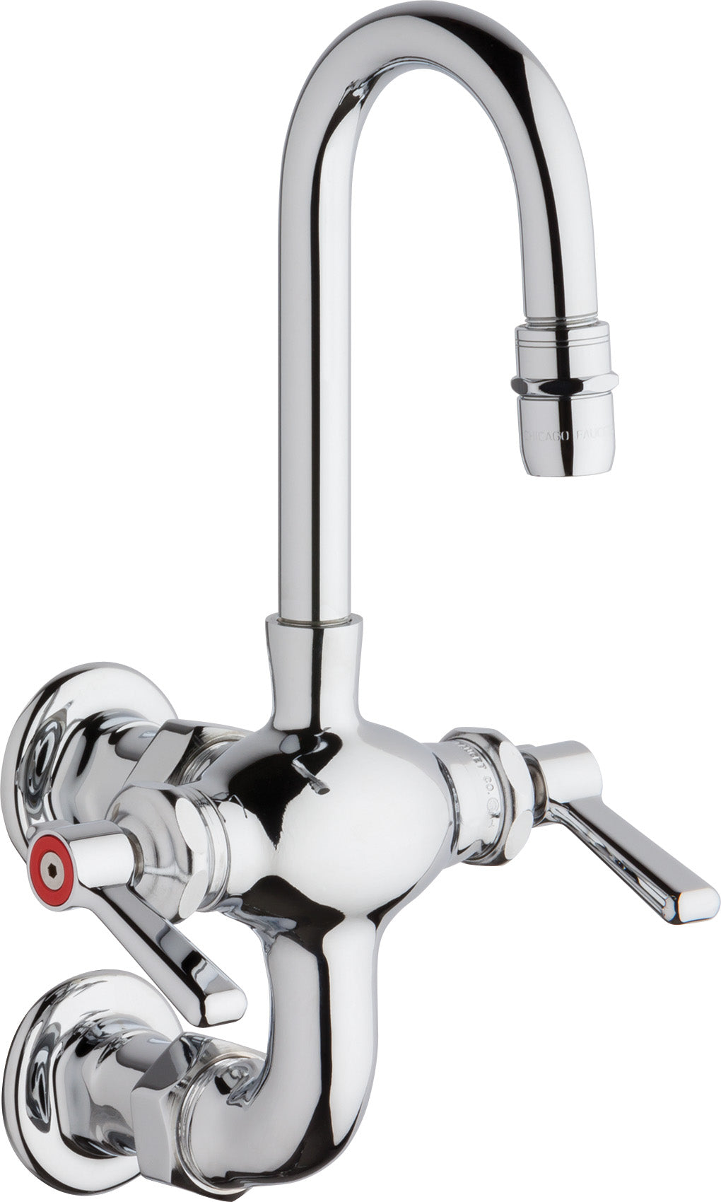 Chicago Faucets 225-261E35-3ABCP Lead-Free Wall-mounted manual faucet with 3" vertical centers