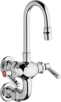 Chicago Faucets 225-261E35-3XKABCP Lead-Free Wall-mounted manual faucet with 3" vertical centers