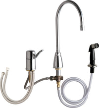 Chicago Faucets 2304-ABCP Lead-Free Deck-mounted manual faucet, three-hole mounting