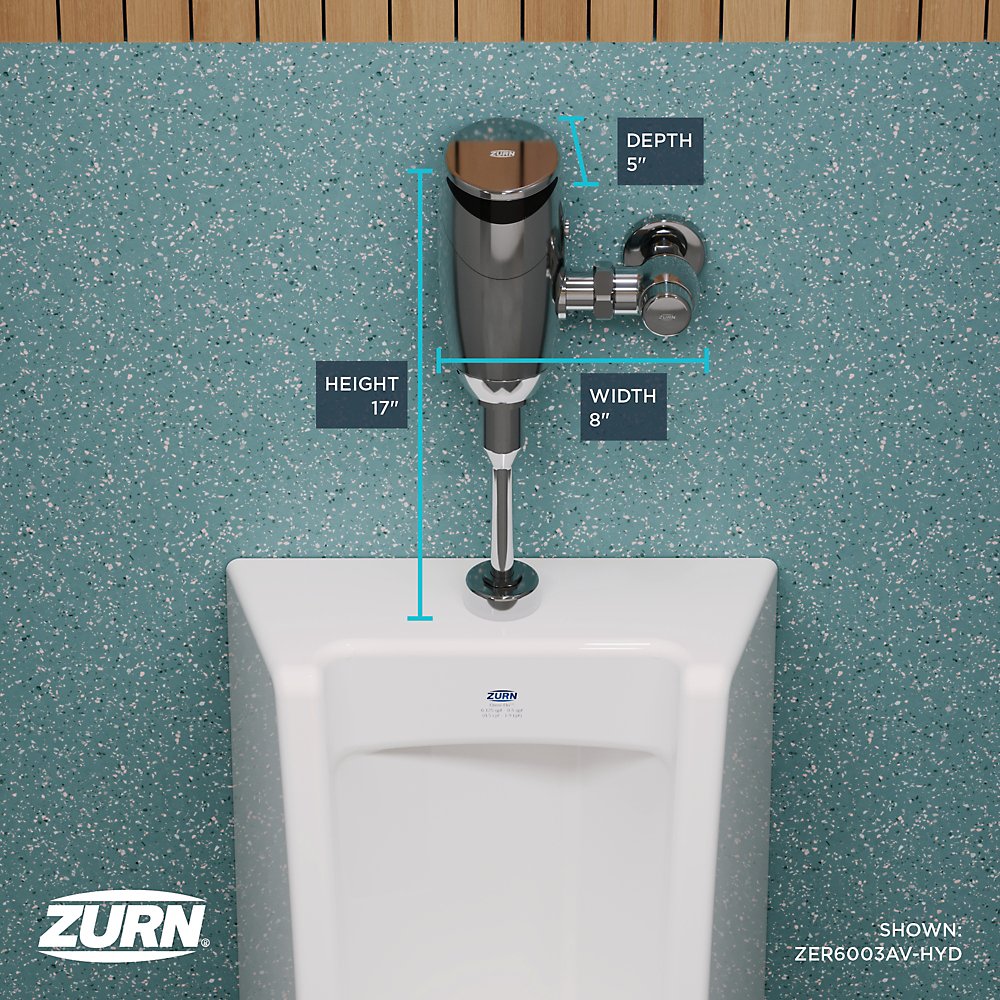 Zurn ZER6003AV-EWS-HYD-BN Top Mount Exposed Sensor Flush Valve for Urinal With Gear-driven Ceramic Cartridge, Hydropower, AV Diaphragm