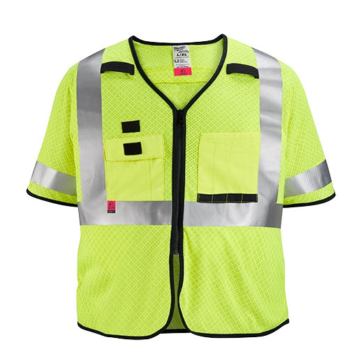 Milwaukee 48-73-5223 AR/FR Cat. 1 Class 3 High Visibility Yellow Mesh Safety Vest - 2XL/3XL (Pack of 7)