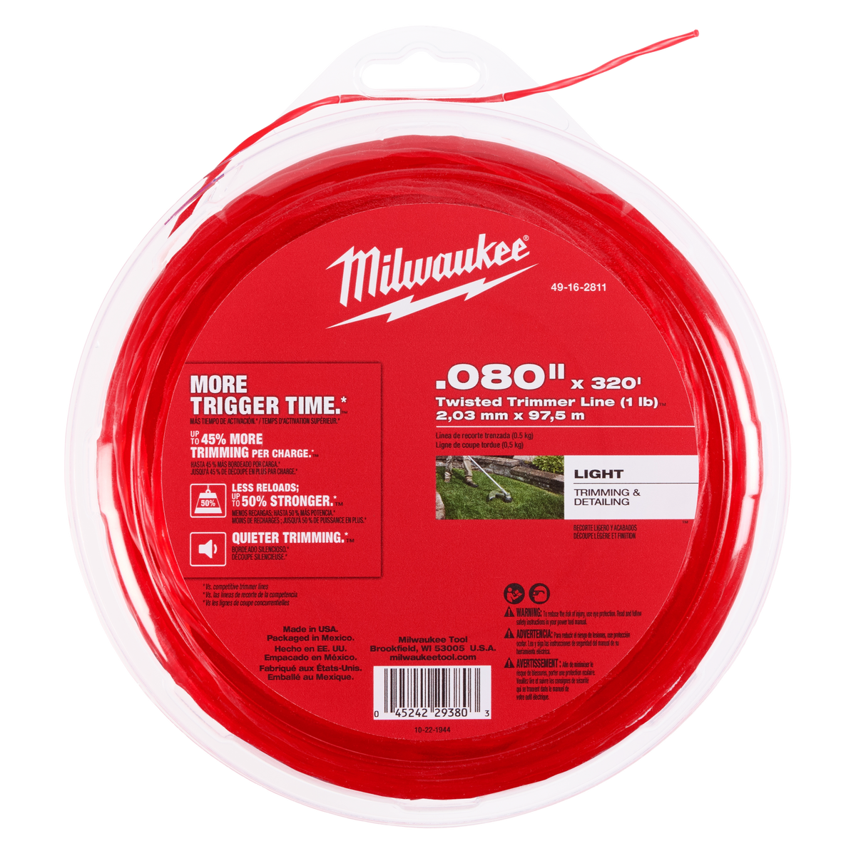 Milwaukee 49-16-2811 .080" x 320’ (1 lb.) Twisted Trimmer Line